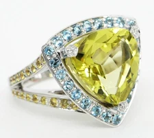 MAUBOUSSIN Me Cler A Toa Lemon Quartz Blue Topaz Diamond 18k White Gold Ring Box