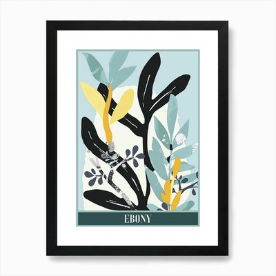 Ebony Tree Flat Illustration 3 Post Framed Wall Art Poster Canvas Print Picture