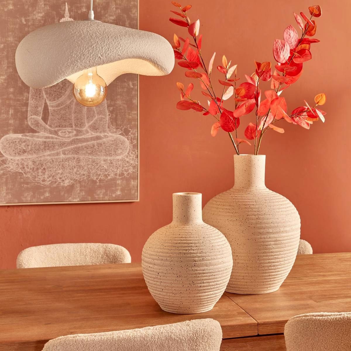 Vase déco en magnésie Ted 43cm blanc pour intérieur design