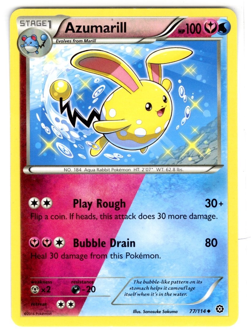 Pokemon Azumarill 77/114 Steam Siege Rare LP Lightly Played TCG Card