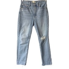 Madewell Perfect Vintage Jeans Womens Sz 27 Light Wash Distressed Raw Hem