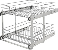 2-Tier Pullout Shelf and Drawer Organizer Slide Out Storage Basket