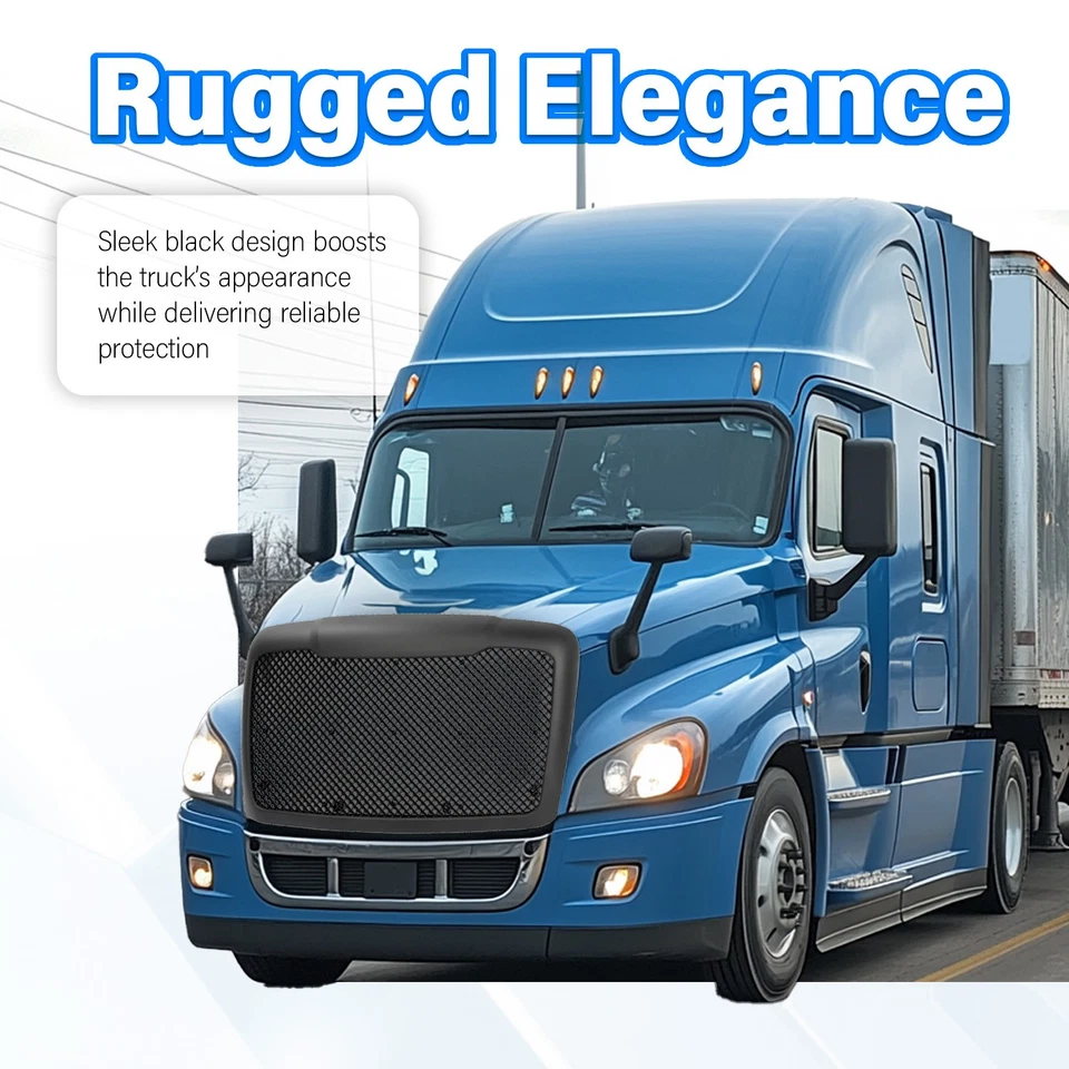 Parachoques delantero rejilla superior negro con pantalla de insectos para Freightliner Cascadia 2008-2017 Foto 2 de 4