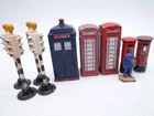 VINTAGE DINKY TOYS ACCESSORY LOT x10 1950s: 750 TELEPHONE 751 POLICE BOX TARDIS