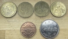 Lot of 4 Chuck E Cheese, ! Casa Bonita , 1 BoonDocks  Tokens  (6 coins in all)