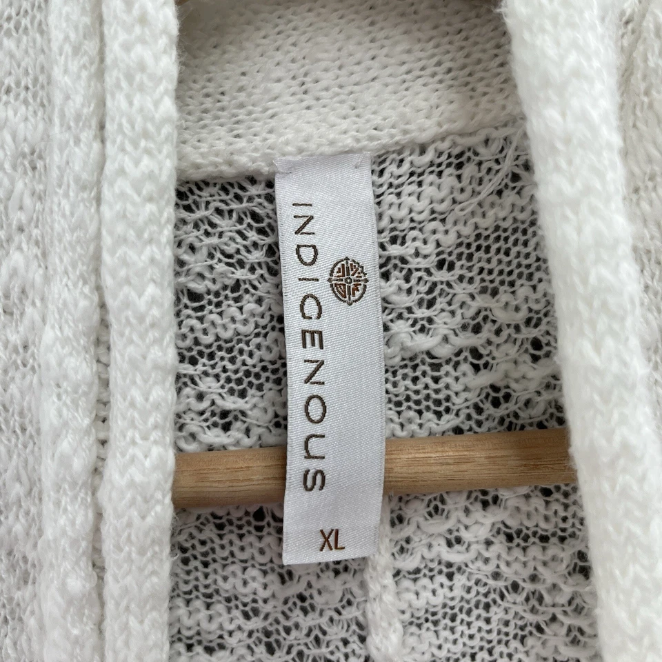 Suéter Indigenous Mujer XL Blanco Algodón Ogranico Relajado Cárdigan Abierto Foto 3 de 4