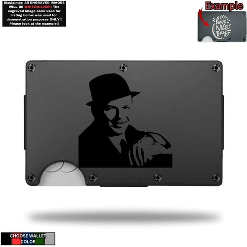 Cartera de metal minimalista grabada con láser con Frank Sinatra - Imagen 1 de 10
