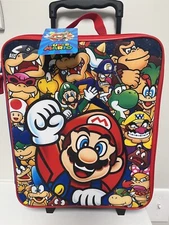Bio World Super Mario Soft Side Rolling 16" Tall Carry-on Luggage Marvel NWT