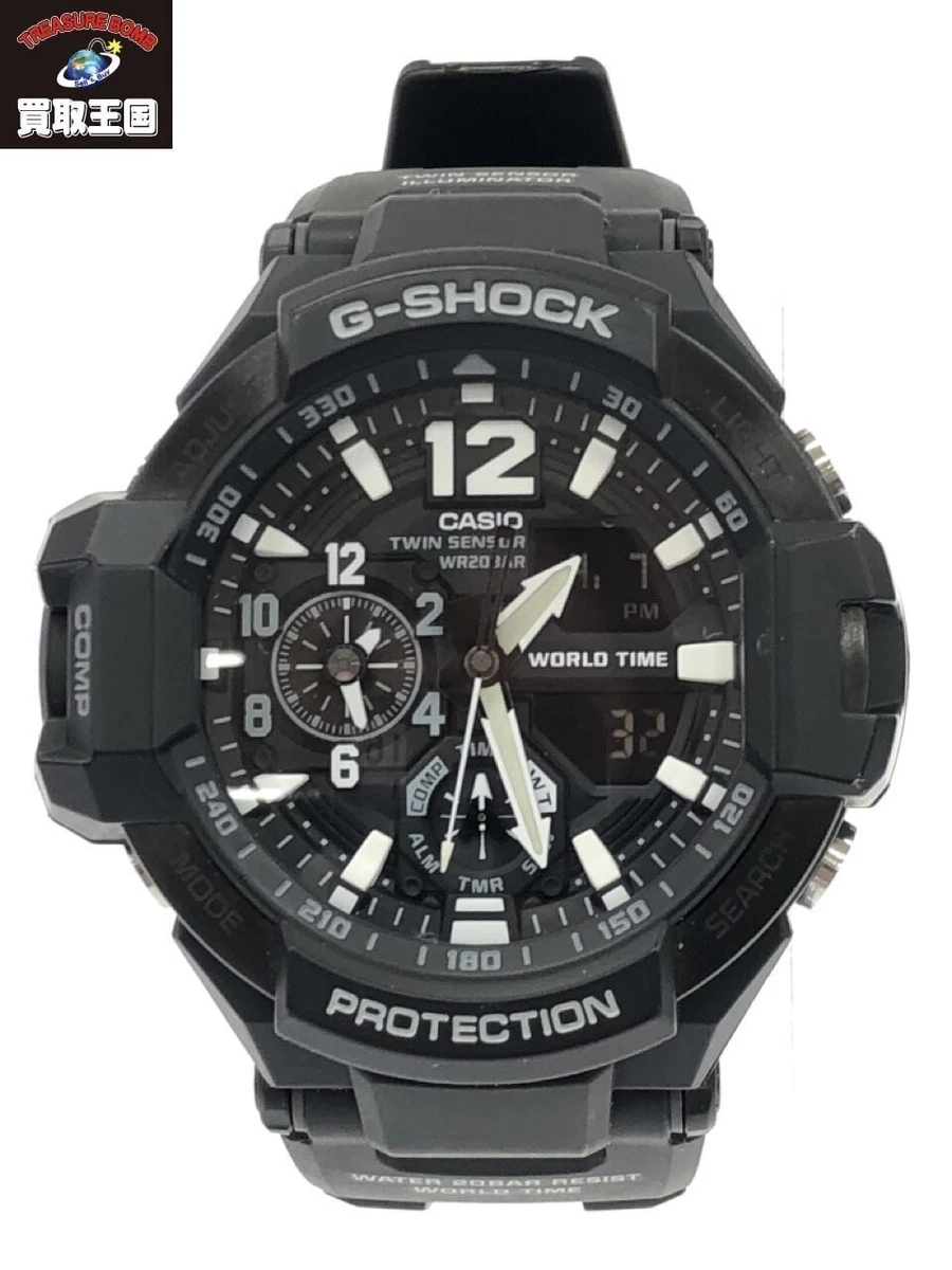 Casio G-Shock Twin Sensor GA-1100-1AJF Quartz SS Men's Watch From Japan  Preowned