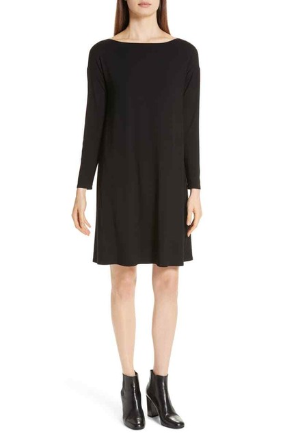 eileen fisher long black dress