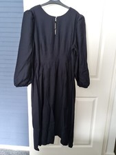 NEXT Size 18 Black Long Sleeve Pintuck Midi Dress BNWT
