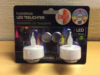 LED Teelichter 2 x 2er Set mit Farbwechsel (6 Farben) und 6 Stunden Timer  - Bild 1 von 4