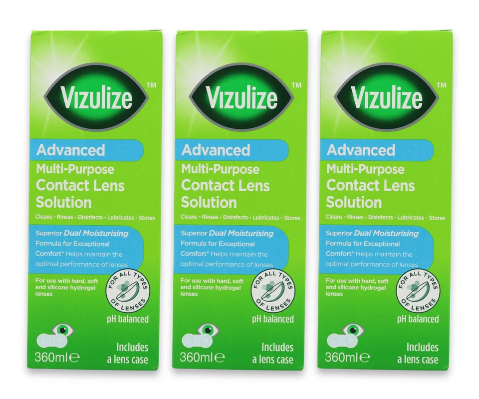 Vizulize Advanced Multi-Purpose Contact Lens Solution 360ml l Eye Care X 3