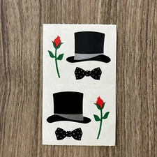 MRS. GROSSMAN'S STICKERS Wedding Fancy Graduation Prom Top Hat Bow Tie Red Roses