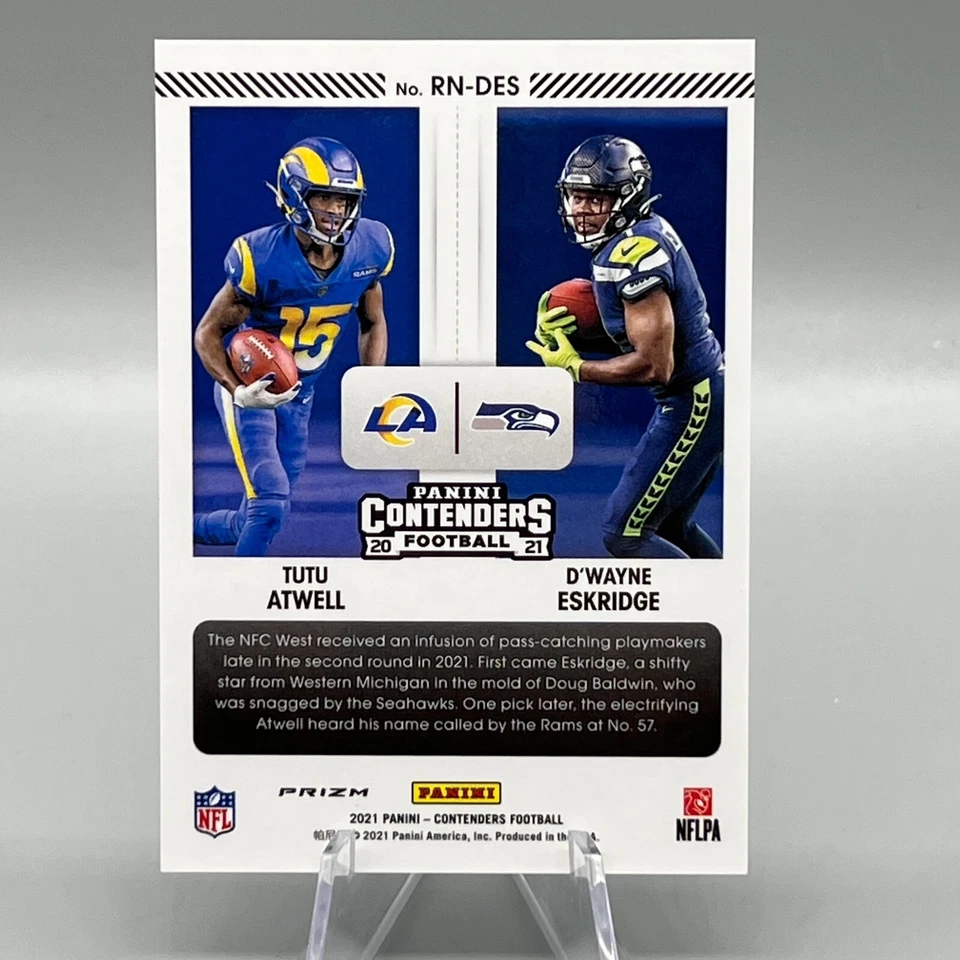 2021 Contenders Optic D'Wayne Eskridge Tutu Atwell Round Numbers RC #RN-DES - Image 2 of 2