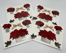 4 Sheets Mrs Grossmans Christmas Flowers Stickers Poinsettia Roses Winter Plants
