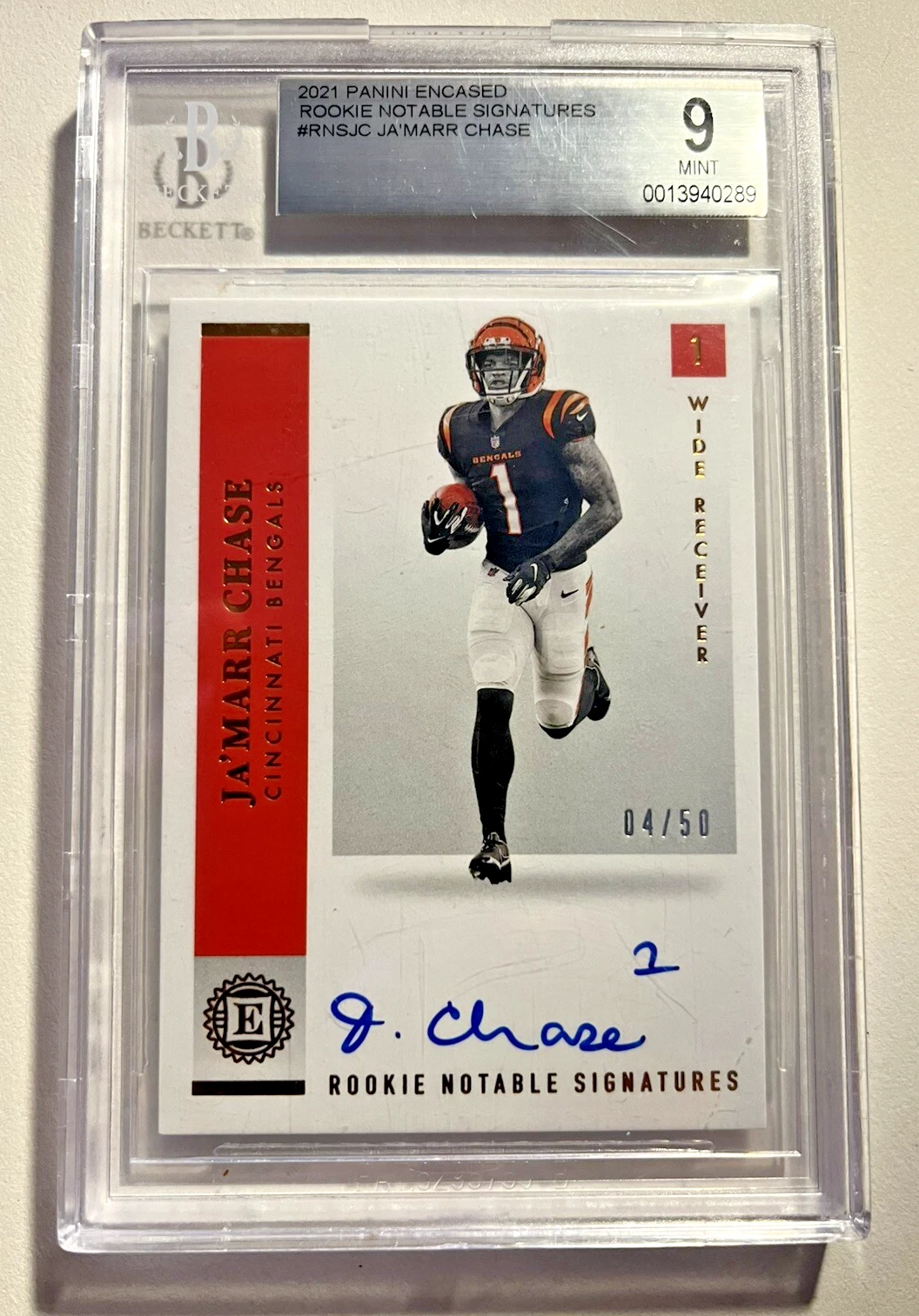 JaMarr Chase Panini Encased Rookie Notable Signatures #RNSJC Base