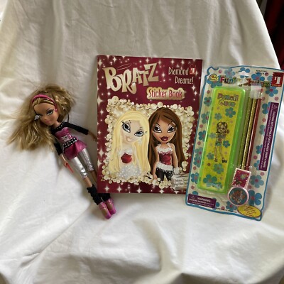 Pre Owned 2001 Bratz Doll w/ New Bratz Sticker Book & New Pencils & Case