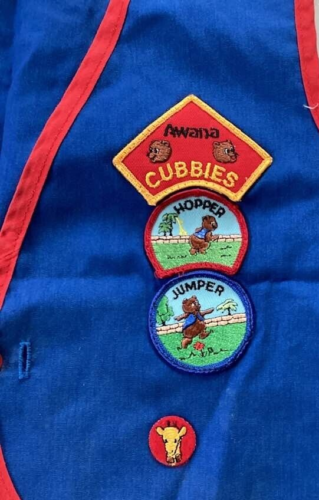 Awana Cubbies Vest XL Badges Hopper Jump Blue Red Uniform Awards Children Church - Picture 3 of 5