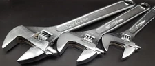 3 pack Cal Hawk Adjustable Wrenches 8 10 and 12 inches Chrome Platted Steel New