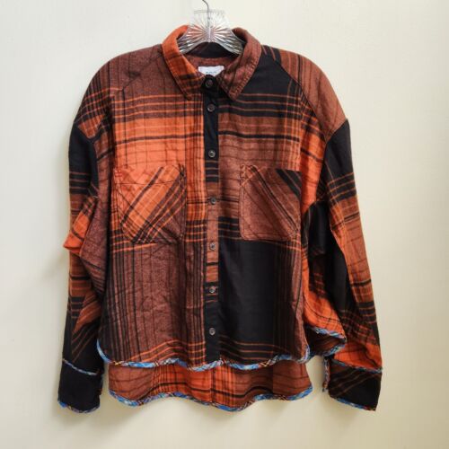 BDG Urban Outfitters Hemd Damen S Orange Flanell Crop Oversize Classic Gorpcore