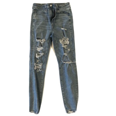American Eagle Highest Rise Jegging Women s Destroyed Jeans Sz 8 Super Stretch