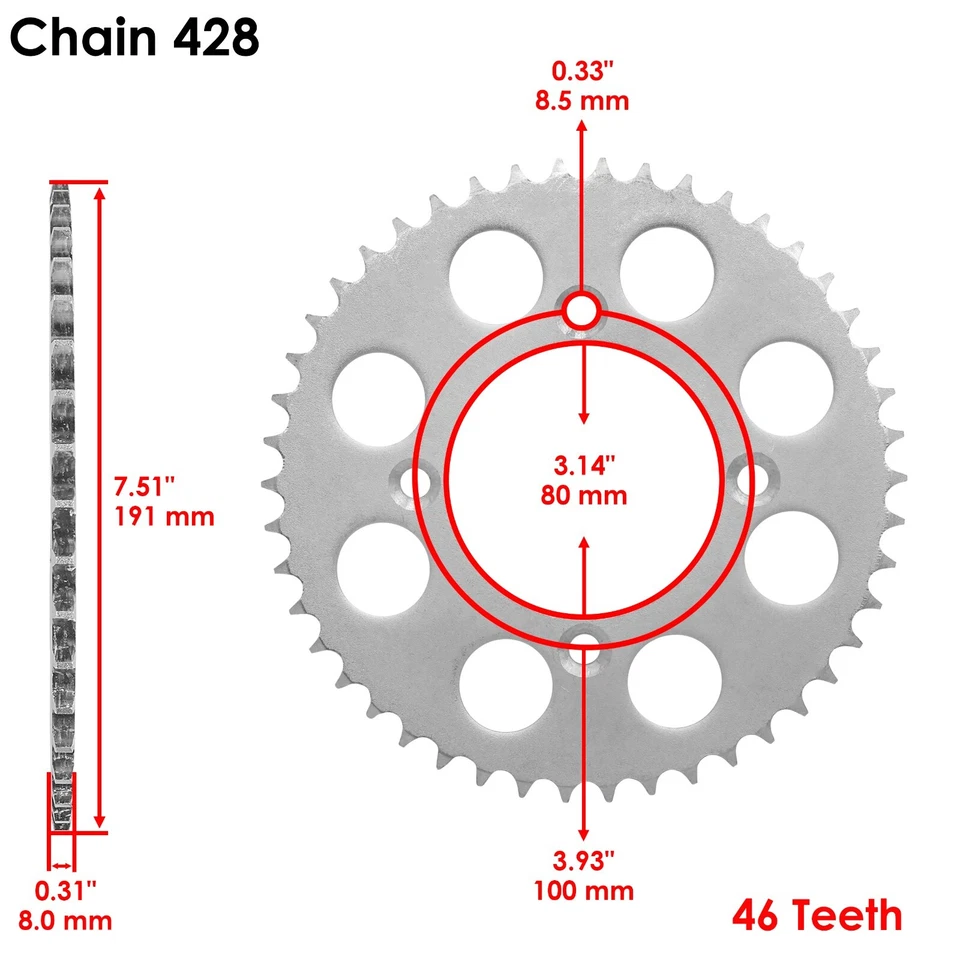 Drive Chain & Sprocket for Honda CRF125F 2014-2021 23801-HF7-000 23801-K28-910 - Image 4 of 4