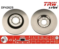 2pcs Brake Disc TRW DF4262S for Audi A4 Avant A4 A6 VW