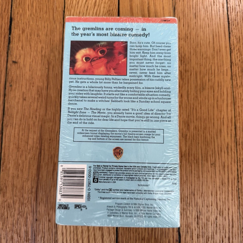 Gremlins VHS 1990 Steven Spielberg 80s Horror Comedy Film Rare SEALED Watermark - Image 2 of 4