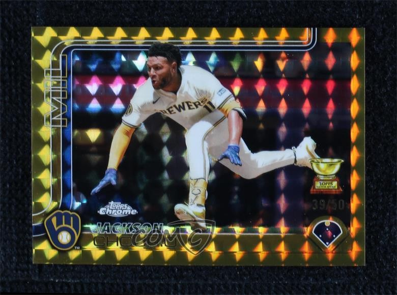 2025 Topps Chrome Gold Geometric Refractor 39/50 Jackson Chourio #262 9su