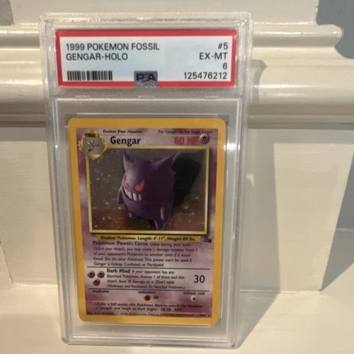 Pokémon PSA 6 Gengar 5/62 Fossil Holo Rare Stage 2 80 HP English