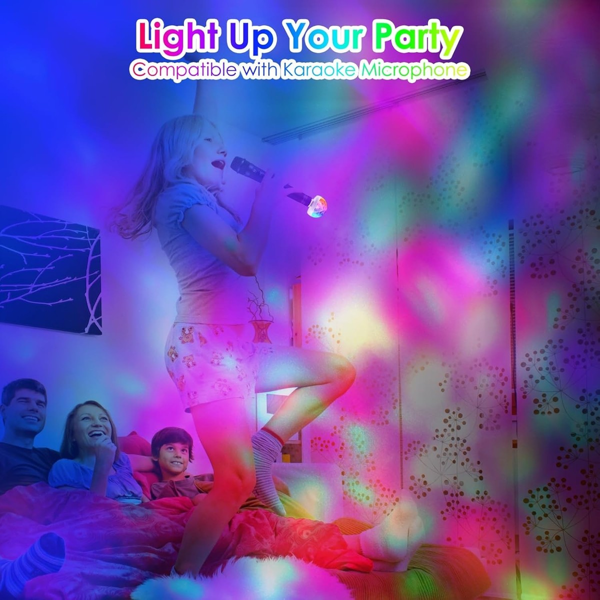 USB Mini Disco Light – 4-Pack Sound-Activated Strobe Party Lamp, RGB LED DJ Light For Home, Karaoke, Birthday, Christmas