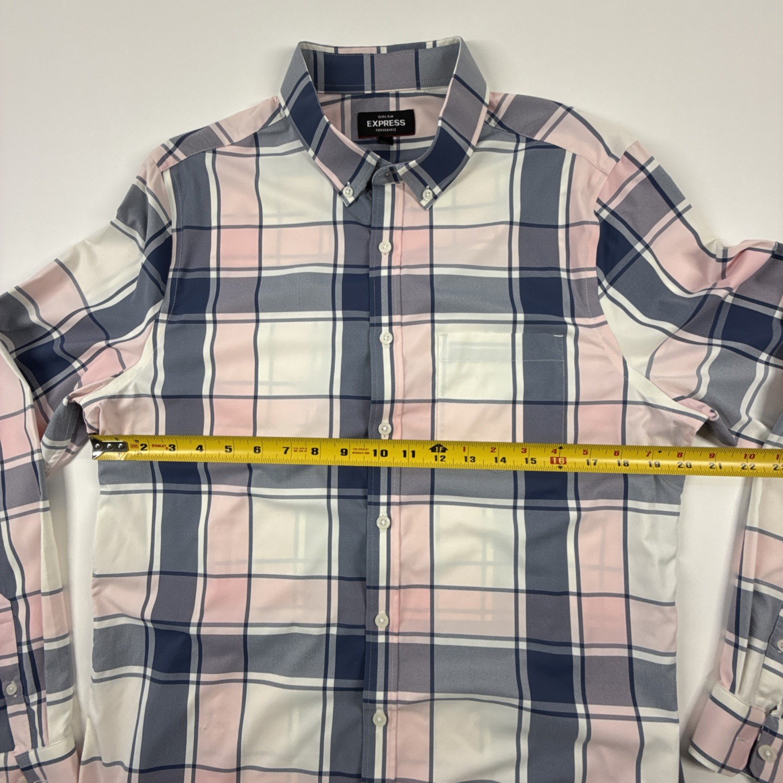 Express Performance Long Sleeve Button Down Slim … - image 7