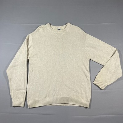 Gap Factory Store Knitted Sweater Mens Large Beige Cotton Long Sleeve Crew Neck