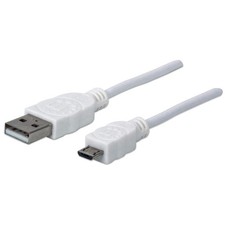 Image of Manhattan Usb-A To Micro-Usb Cable 1M Male To Male White 480 Mbps Usb 2.0 Hi-Spe