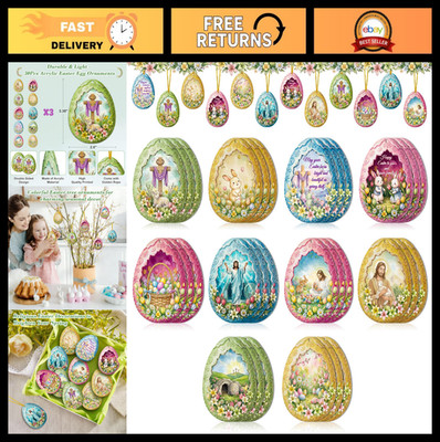 30Pcs Easter Egg Ornaments - Double-Sided Colorful Acrylic Decorations for Tree,