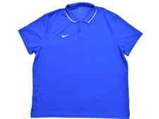 Nike Dri-FIT Polo Shirt Men 3XL Blue Short Sleeve White Trim Swoosh Athletic Gol