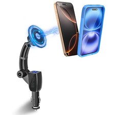 Magnetic Phone Holder for Car Cigarette Lighter Dual USB Fast Charging Ciga...