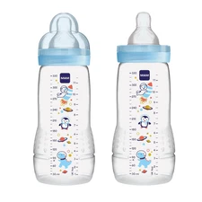 Easy Active Baby Bottles 11Oz, Fast Flow Skinsoft Silicone Nipple with Wide Neck