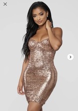 Livin' For The Weekend Holiday Party Sequin Dress in Copper Fashion Nova Large