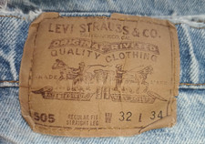 Vintage 80s Levis 505 Orange Tab Jeans Mens 32x34 Distressed Made In USA Cotton