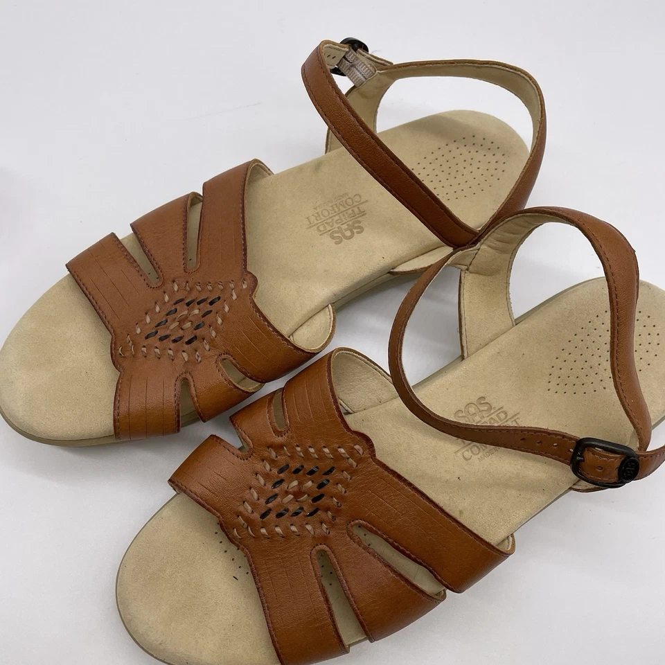 SAS Tan Huarache Leather Sandals Tripad Comfort Ankle Strap Size 10.5 Wide - Image 2 of 4