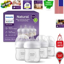 4-Pack Natural Response Baby Bottles, 4oz BPA-Free with Anti-colic Nipples
