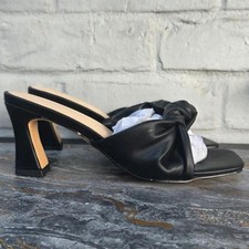CentroPoint Black Square Toe Knot Slide Sandals Chunky Heeled Mules Size 8 NEW