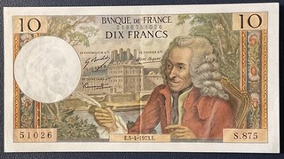 Billet France 10 francs Voltaire 5 4 1973 SUP