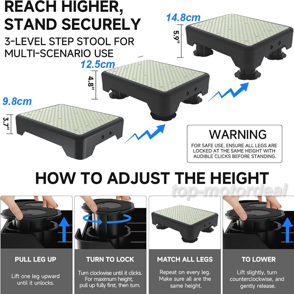 Adjustable Anti-Slip Half Step Stool Elderly Disability Outdoor 300KG Luminous - image 4 of 4