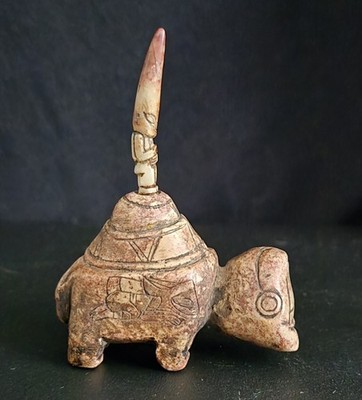Ojuelos De Jalisco Authentic Ancient Alien Stone Carved Animal W/Rider  