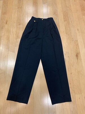 Vintage Blue Tag Burberry Ladies Woman’s Classic Dress Pants Wool SZ Blue  Navy