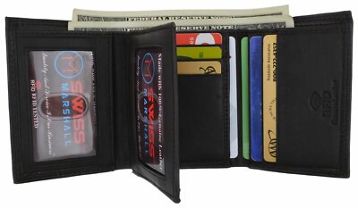 Swiss Marshall Men's RFID Blocking Premium Leather Classic Trifold Wallet