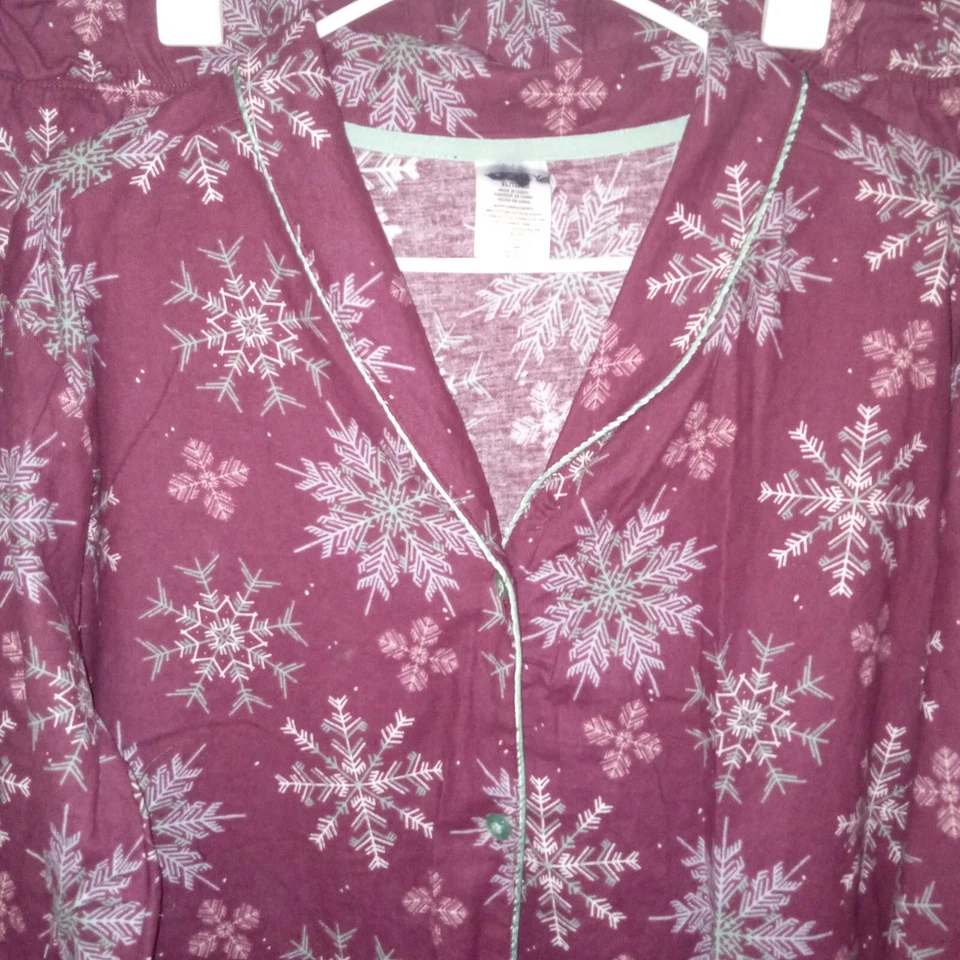 Conjunto de pijama de franela gris copo de nieve para mujer Jockey XL verde ribete esposa comercial Foto 2 de 4